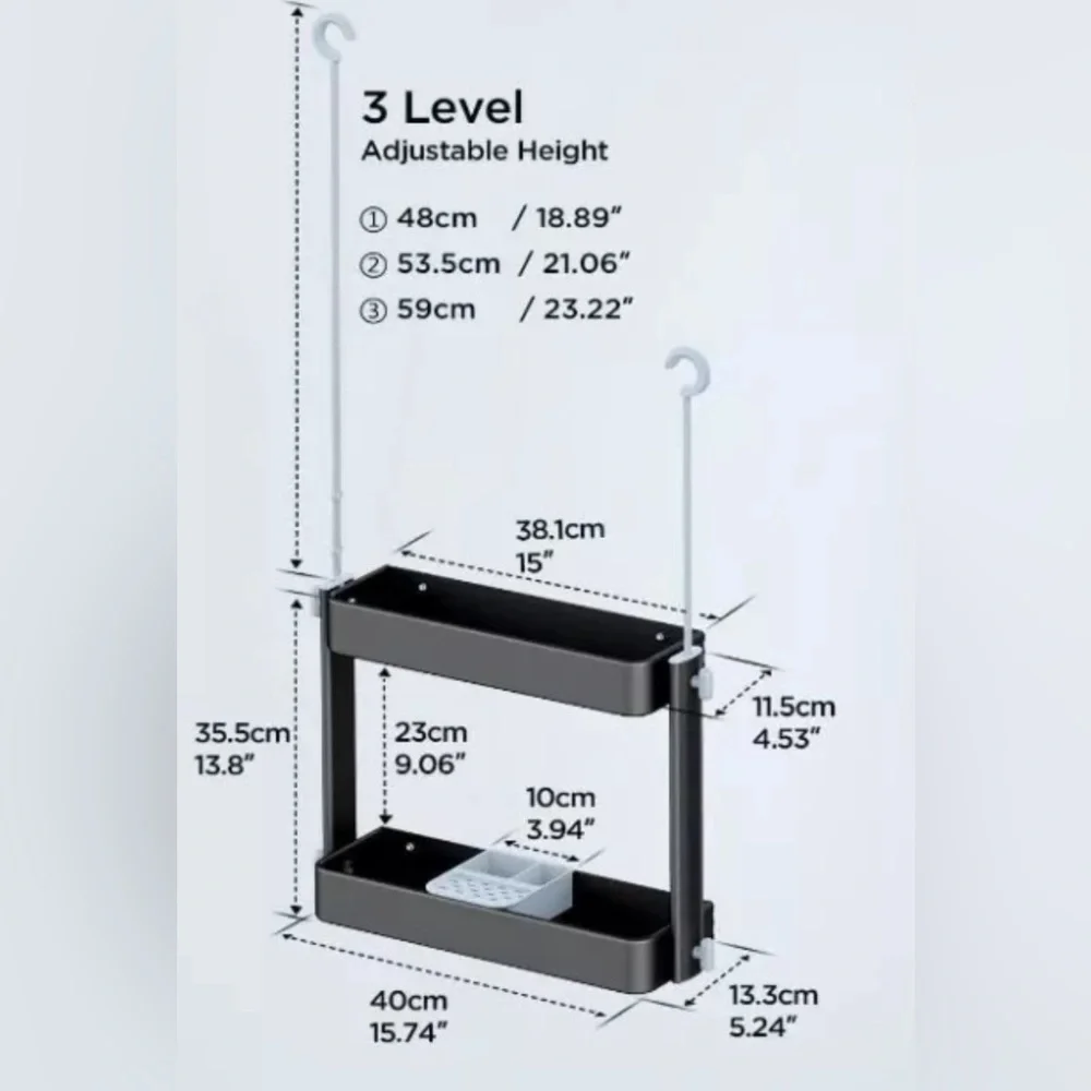 2 in 1 Shower Caddy Over Door, Sturdy Bathroom Shelf Organizer Black
